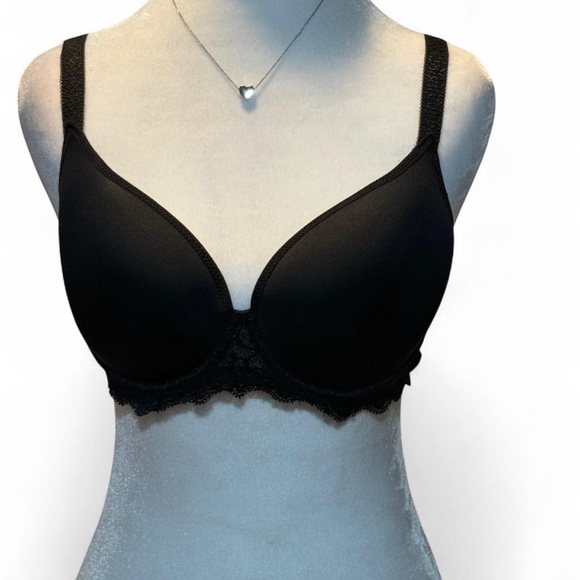 Simone Perele Elegant Black Lace Trim Bra 32D - Picture 1 of 3
